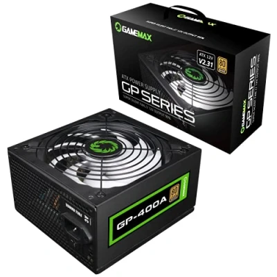 Image of GameMax GP400A 80 Plus Bronze 400W Active PFC 12cm Fan ATX Power Supply Unit Black