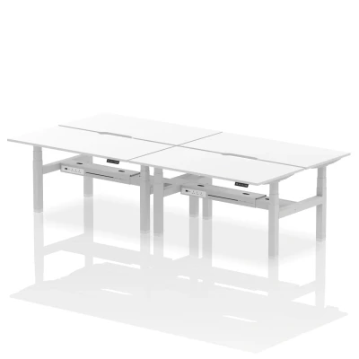 Image of Air B2B 1600x800 Adjustable 4P Bench Desk Scalloped White/Silver