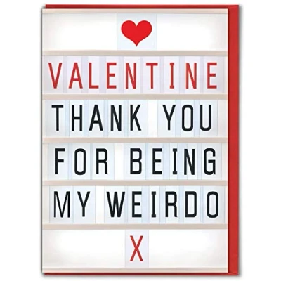 Image of Brainbox Candy Funny Valentines Cards &#039;Thanks for Being My Weirdo&#039; Cheeky Witty Day Him Her Boy Girlfriend Husband Wife Partner