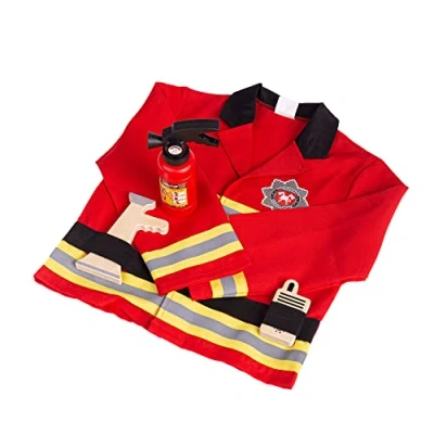Image of Bigjigs Toys Kids Fireman Costume for 3 5 Years, Complete with Refillable Fire Extinguisher, Megaphone &amp; more, Childrens Role Play Outfit, Fancy Dress Boys and Girls