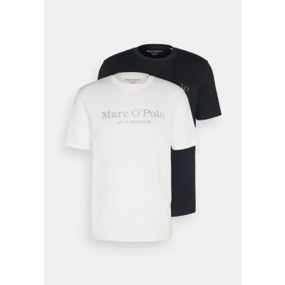 Image of Marc O&#039;Polo BIG LOGO 2 PACK Print Tshirt, Men&#039;s, Size: Small, White/dark blue