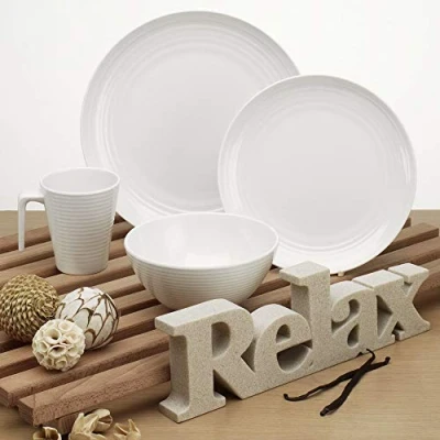 Image of Flamefield SV0116 16 Piece Seramika Vanilla Melamine Set, White