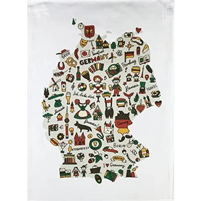 Image of Half a Donkey Map of Germany Large Cotton Tea Towel