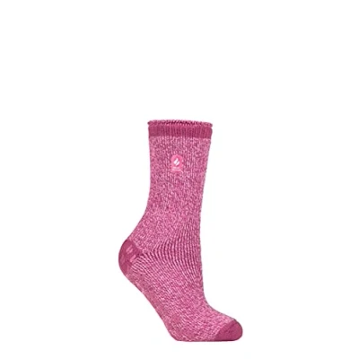 Image of Women&#039;s 1 Pair SOCKSHOP Heat Holders 2.3 TOG Plain and Patterned Slipper Socks Florence Muted Pink 4 8 Ladies