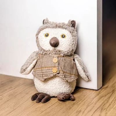 Image of Marco Paul Brown Owl Door Stop, Cute Animal Weighted Heavy Duty Child Safe Fabric Doorstop Stuffed Stopper Floor Decorative Stops for Home Office