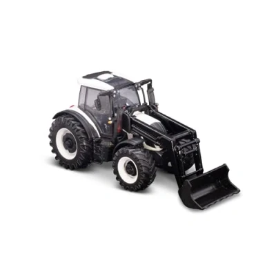 Image of Bburago B18 31638 Die Cast VALTRA M2Q Tractor with Working Front Loader Cat Vehicle, White