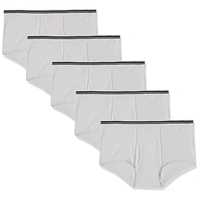 Image of Amazon Essentials Men&#039;s Tag Free Cotton Briefs Underwear, Pack of 5, White, 3XL