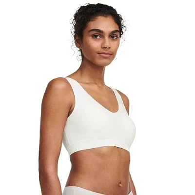 Image of Chantelle Womens SoftStretch V Neck Jersey Crop Top White Polyamide Size XL/2XL