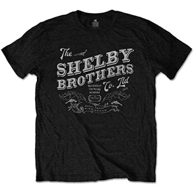 Image of Peaky Blinders Men&#039;s Tee: The Shelby Brothers T Shirt, Black (Black Black), Large (Size:Large)