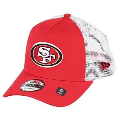 Image of New Era San Francisco 49ers NFL White Mesh Trucker 9Forty A Frame Cap One Size