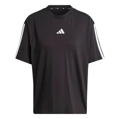 Image of adidas Women&#039;s Essentials 3 Stripes Boyfriend T Shirt, Black/White, XS