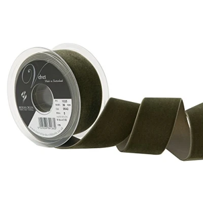 Image of Berisfords Velvet Ribbon, Loden Green, 10.2 x 4.5 cm