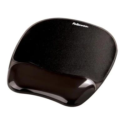 Image of Fellowes Mouse Mat Wrist Support Crystals Gel Pad with Non Slip Rubber Base Ergonomic for Computer, Laptop, Home Office Use Compatible Laser and Optical Mice Black