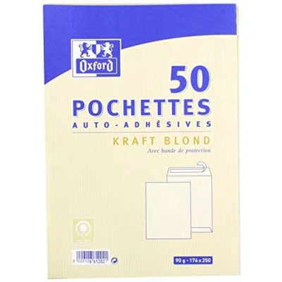 Image of Oxford Correspondance 100103577 Envelopes Pack of 50 Self Sealing Brown