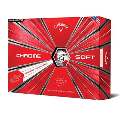 Image of Callaway Chrome Soft Golf Balls, Truvis Red, One Dozen (2018 Version)