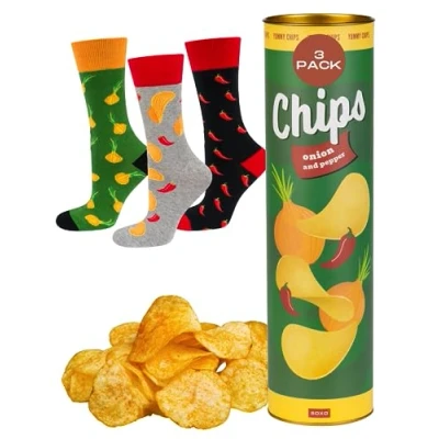 Image of soxo Fast Food Socks Men Funny Women Gifts Mens Cotton Sock Ladies Gift Men&#039;s Presents 6.5 10.5 Chips 3 Pairs