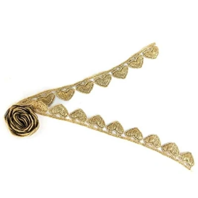 Image of UIEHBCV Lace Trim Embroidery Ribbon with Heart Metallic Color Embellishment Edging for Traditional Outfits Craft Decoration