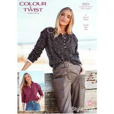 Image of Stylecraft DK Knitting Pattern 9924 Ladies Sweaters