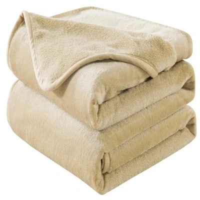 Image of HOZY Baby/Adult Fleece Blanket, 200 x 220 cm, Soft and Warm, Microfiber Polyester, Bedspread, Sofa Throw, Velvet Effect, Easy to Clean, Khaki