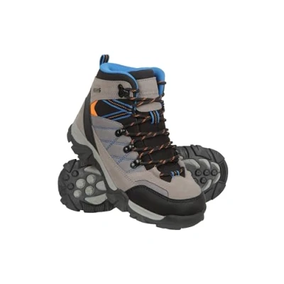 Image of Mountain Warehouse Trail Kids Waterproof Boots Synthetic Mesh Upper Girls &amp; Boys Shoes, EVA Footbed, High Traction Best for Spring Summer, Hiking Outdoors Grey Shoe Size 5