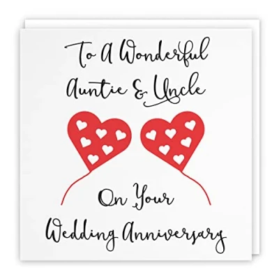 Image of Hunts England Large Auntie And Uncle Anniversary Card To A Wonderful &amp; On Your Wedding Love Heart Collection 210 x mm