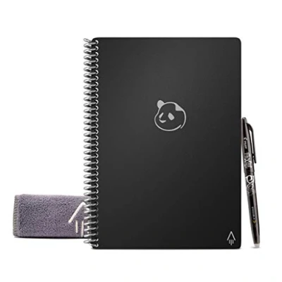 Image of Rocketbook Panda Reusable Weekly Planner Digital A4 Notebook, Black Smart Notepad, Daily Academic Diary Pad, To Do List, Bullet Journal, with Frixion Erasable Pen, Office Gadget Reduces Paper Waste