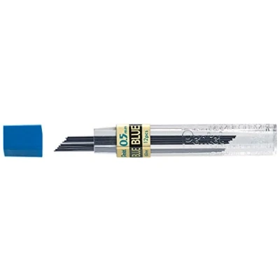 Image of Pentel Coloured Leads, 0.5mm, Grade HB, Blue colour, 1 Pack of 12 Leads (12 per Tube)