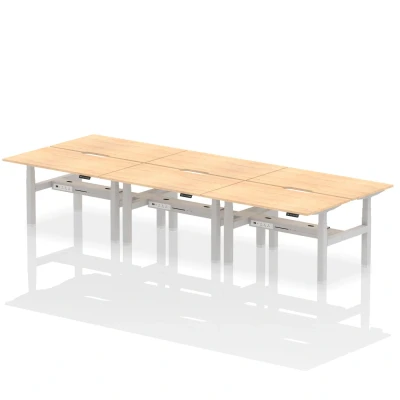 Image of Air B2B 1400x800 Adjustable 6P Bench Desk Scalloped Maple/Silver