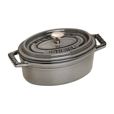 Image of STAUB Cast Iron Oval Mini Cocotte 11 cm Graphite Grey