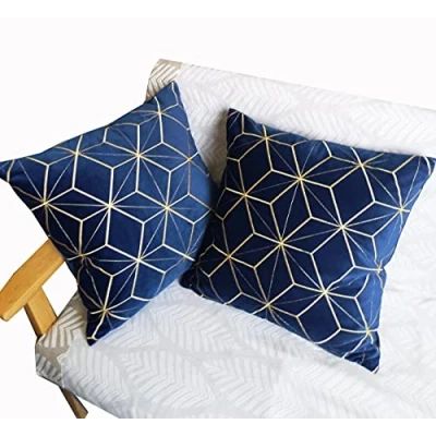 Image of ZUODUTEX Navy Pack of 2 Embroidered Velvet Cushion Covers 40 x Cm Decorative Throw Pillow Cover Case