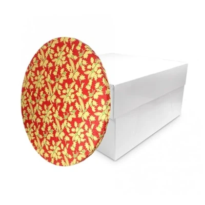 Image of LARRYROO White Cake Box &amp; Festive Christmas Round Drum Board Combo (Red, 12 Inch)