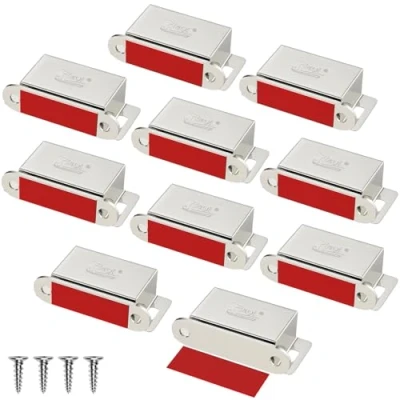 Image of Magnetic Cabinet Door Catches Jiayi 10 Pack Cupboard Magnets 14KG Pull Hardware Stainless Steel Catch Latches for Kitchen Wardrobe Magnet Closers Closet Closure