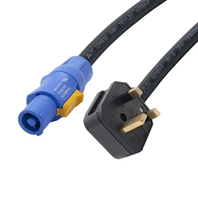 Image of Neutrik Powercon H07 Cables. 20 amp Connectors. NAC3FCA UK Plug. PA mains lead. 3x2.5mm Conductor Size. (5m)