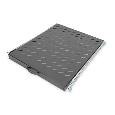 Image of DIGITUS Pull out shelf 19 inch 1U Front &amp; rear mounting Load capacity 25 kg For network cabinets server From 800 mm cabinet depth Black