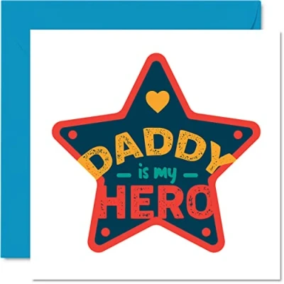 Image of Cute Birthday Cards for Daddy Is My Hero Heartfelt Happy Card Dad from Son Daughter, Father Gifts, 145mm x Father&#039;s Day Greeting Gift Papa