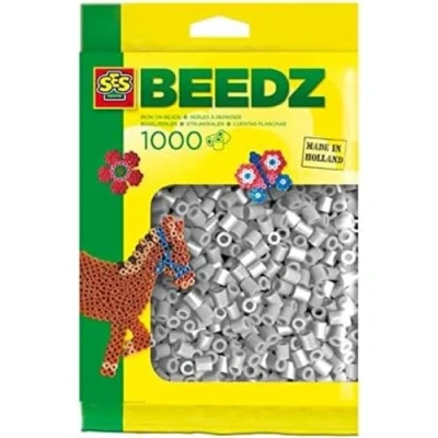 Image of SES Creative Iron On Fuse Beads, 1000 Grey Beads for Arts and Crafts, Mosaic Crafting Decoration, Ages 5+