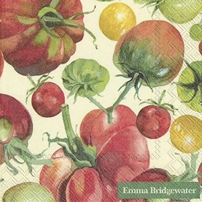 Image of Emma Bridgewater TOMATOES Cocktail or Tea Napkins paper 25 cm square 20 in pack