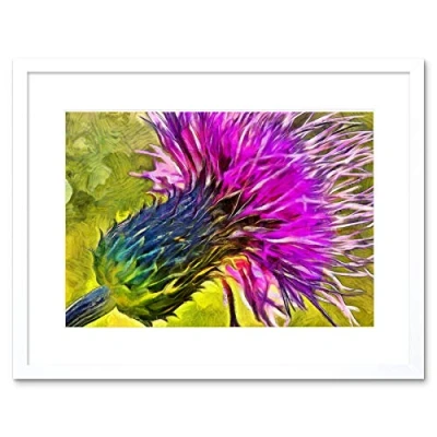 Image of Scottish Thistle Flower Vibrant Framed Wall Art Print