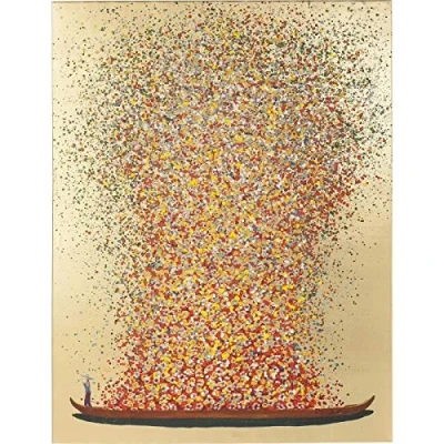 Image of Kare Design Picture Touched Flower Boat Gold Red 80x100cm