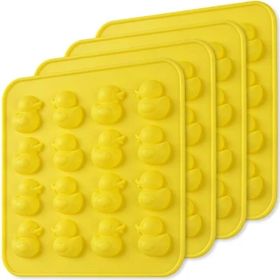 Image of Newk Duck Chocolate Silicone Mold, 4 Packs 16 Cavity Non Stick Food Grade Molds for Ice Cube, Jelly, Fondant, Hard Candy
