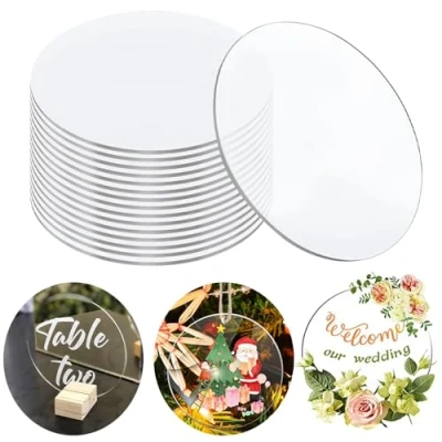 Image of RXKFIGX 10 Pcs Acrylic Sheets Clear Blanks Circles cm Discs Round Small Transparent Panel Mini Plastic 2 mm Thin Sheet Signs for Picture Painting DIY Crafts