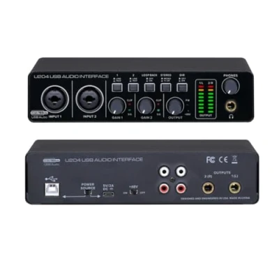 Image of BOMGE U204 USB Audio Interface for PC Computer Recording Music, 2x2 Guitar Mac 32Bit/192kHz Podcasting Streaming Vocalist Producer with 48V Phantom