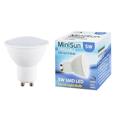 Image of MiniSun Dimmable 5W SMD LED GU10 Super Bright Thermo Plastic Light Bulb [4500K Neutral White]
