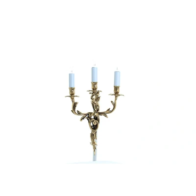 Image of Louis Polished Brass Candle Wall Lamp