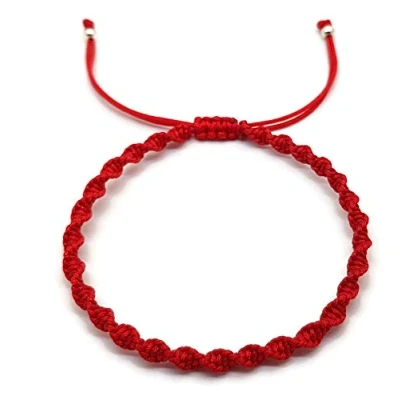 Image of MYSTIC JEWELS Macrame Rotating Bracelet Coloured Thread Kabbalah Amulet Evil Eye Protection, Good Luck red