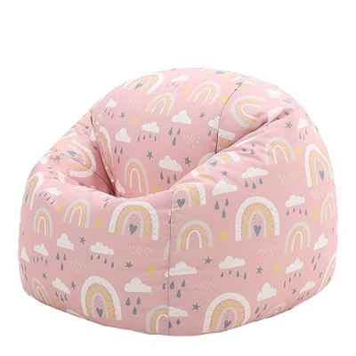 Image of icon Kids Bean Bag Chair, Rainbow Print, Indoor Outdoor Chairs for Girls and Boys with Filling Included, Nursery Decor Bedroom