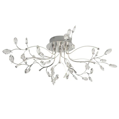 Image of Willow LED Flush Multi Arm Ceiling Light Chrome, Clear