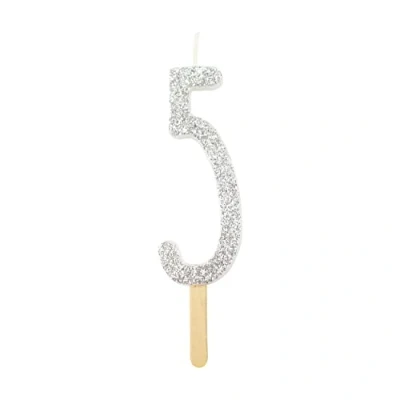 Image of PME Silver Glitter Number Candle 5