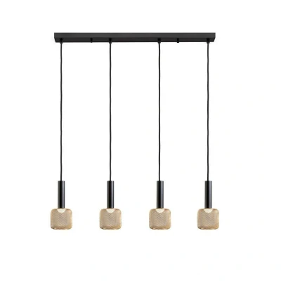 Image of Sincro Dimmable 4 Light Bar Pendant Ceiling Matt Black, Gold 3000K 1800Lm