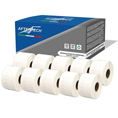 Image of Aftertech 10x 11356 41x89mm Compatible Adhesive Labels Rolls (300 Labels/roll = 3000 total) for Dymo LabelWriter Seiko SLP LabelWriters Printers S0722560 10x11356